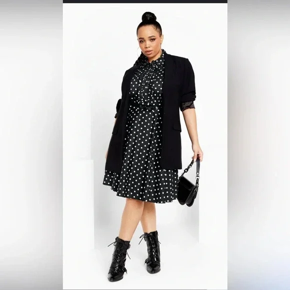 City Chic Nellie Dress Navy spot - new with tags size 14 - Picture 4 of 13